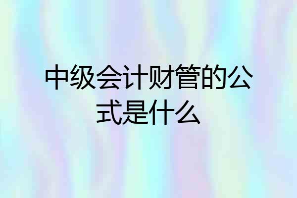 中级会计财管的公式是什么