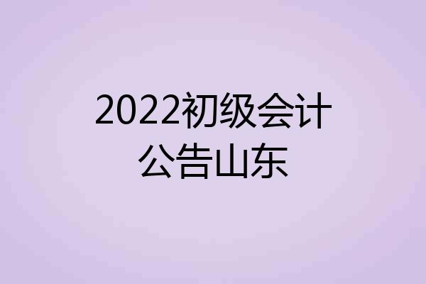 2022初级会计公告山东
