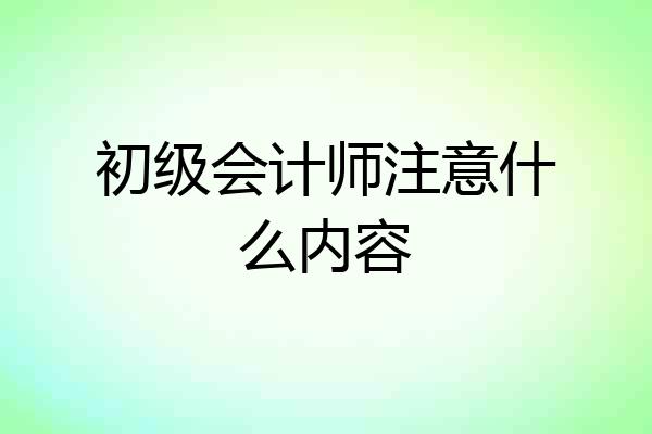 初级会计师注意什么内容