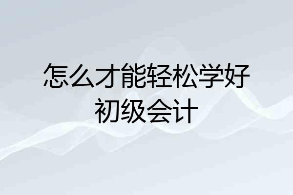 怎么才能轻松学好初级会计