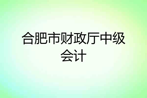合肥市财政厅中级会计