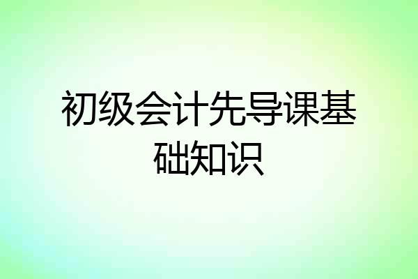 初级会计先导课基础知识