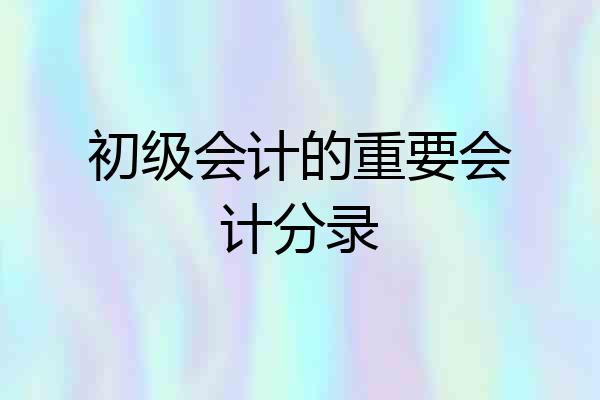 初级会计的重要会计分录