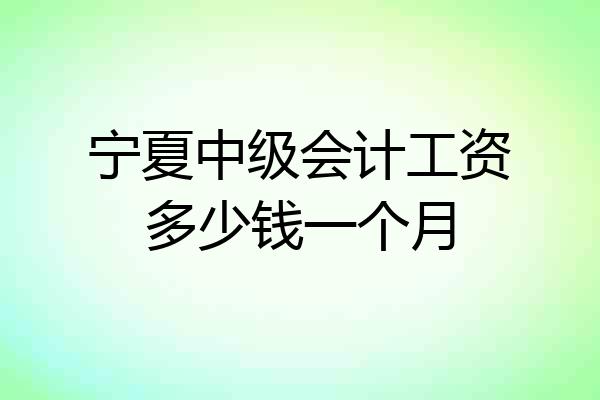 宁夏中级会计工资多少钱一个月
