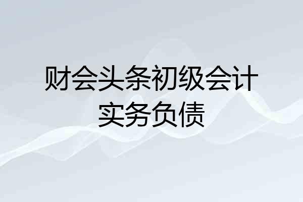 财会头条初级会计实务负债