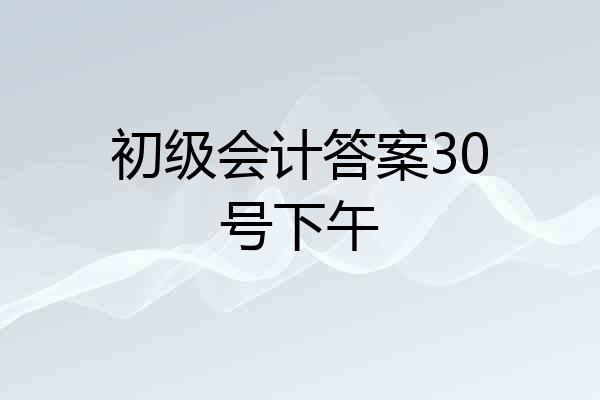 初级会计答案30号下午