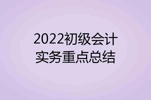 2022初级会计实务重点总结