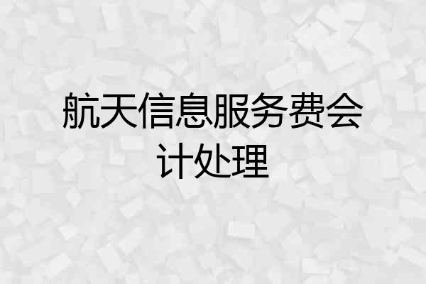 航天信息服务费会计处理