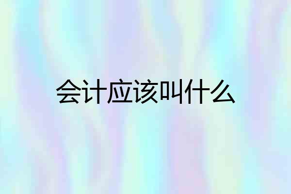 会计应该叫什么
