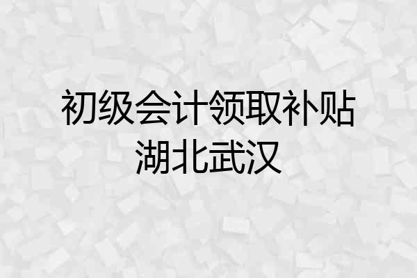 初级会计领取补贴湖北武汉