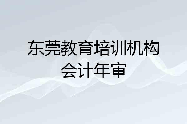 东莞教育培训机构会计年审