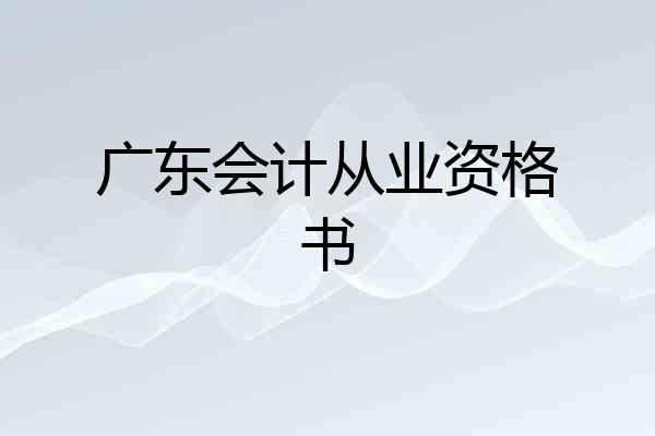 广东会计从业资格书