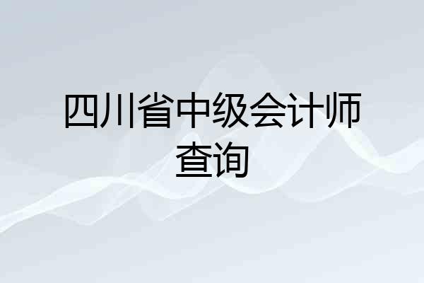 四川省中级会计师查询