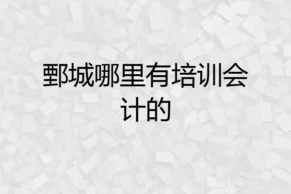 鄄城哪里有培训会计的