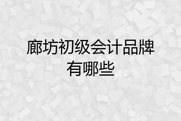 廊坊初级会计品牌有哪些