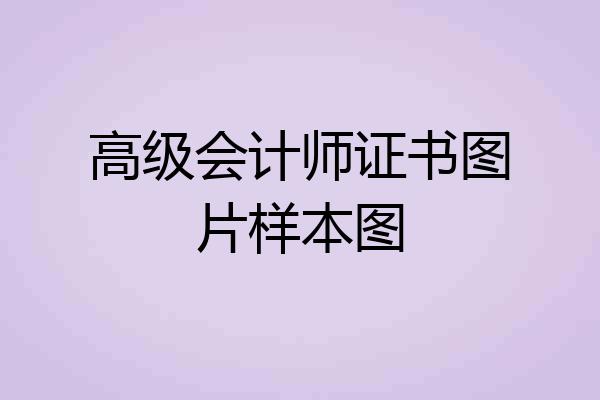 高级会计师证书图片样本图