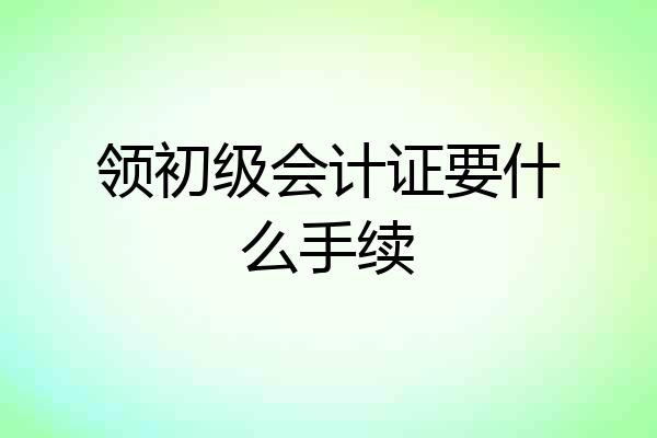 领初级会计证要什么手续