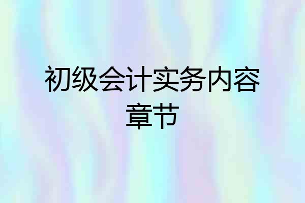 初级会计实务内容章节