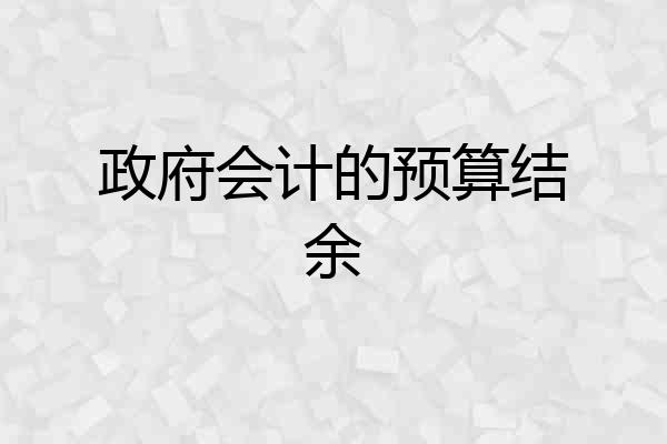 政府会计的预算结余
