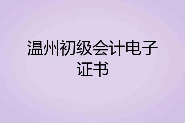 温州初级会计电子证书