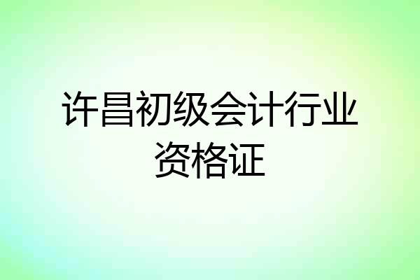 许昌初级会计行业资格证