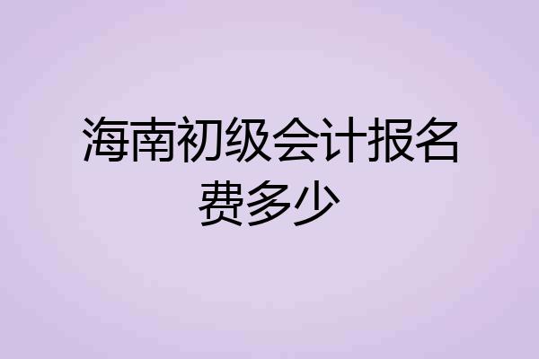 海南初级会计报名费多少