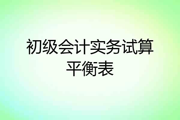 初级会计实务试算平衡表