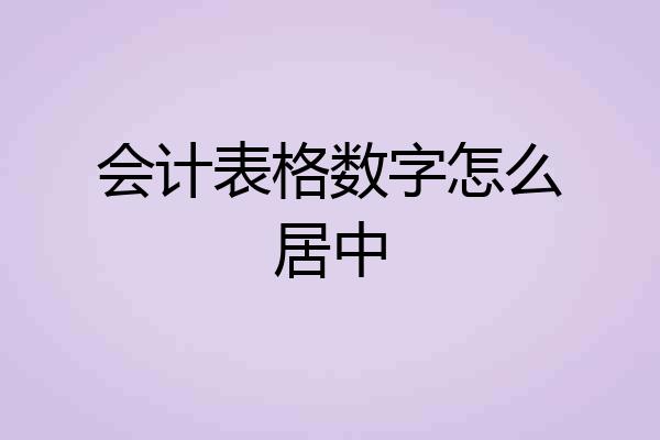 会计表格数字怎么居中