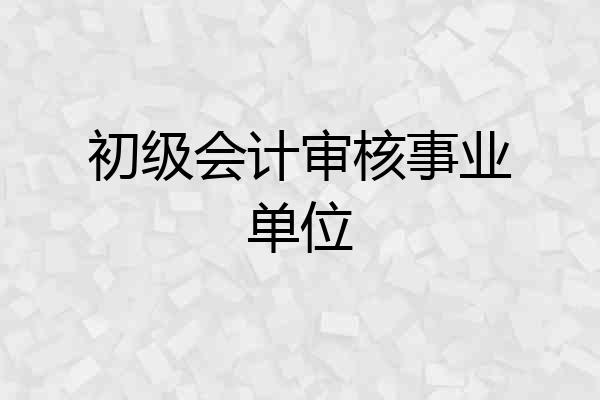 初级会计审核事业单位