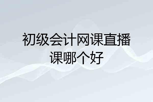 初级会计网课直播课哪个好