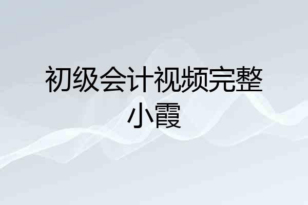 初级会计视频完整小霞