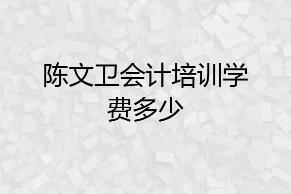 陈文卫会计培训学费多少