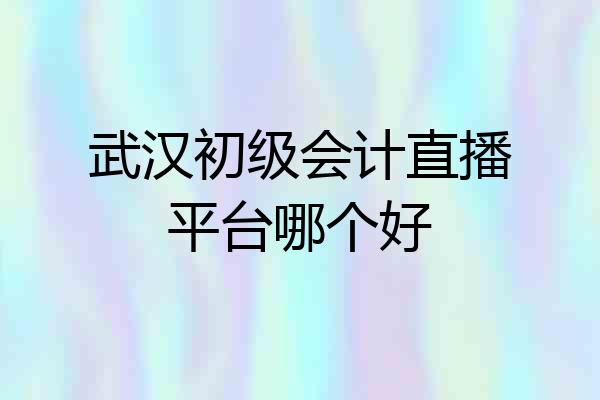 武汉初级会计直播平台哪个好