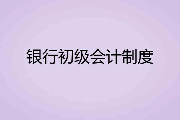 银行初级会计制度