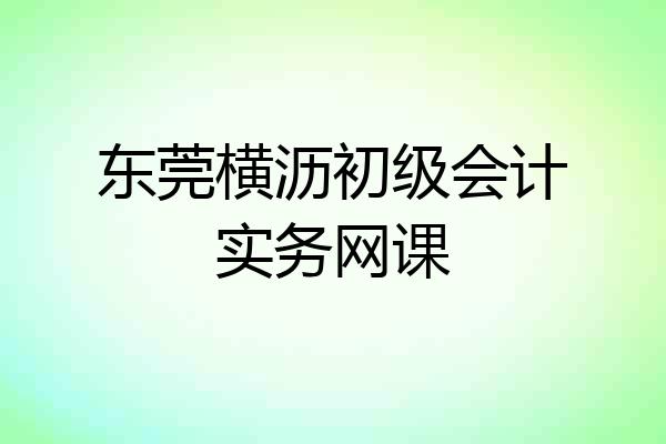 东莞横沥初级会计实务网课