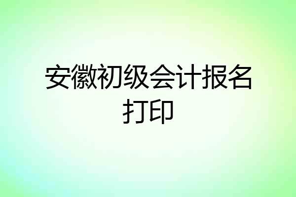 安徽初级会计报名打印