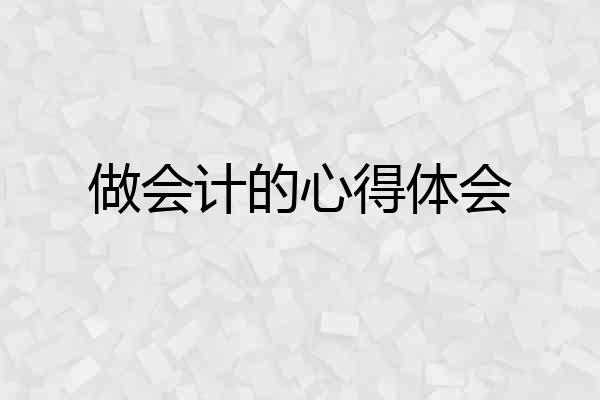 做会计的心得体会