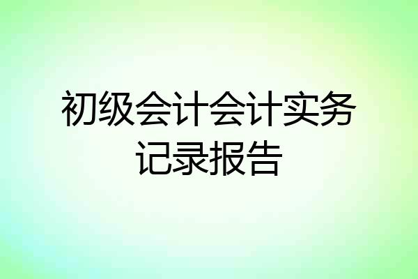 初级会计会计实务记录报告