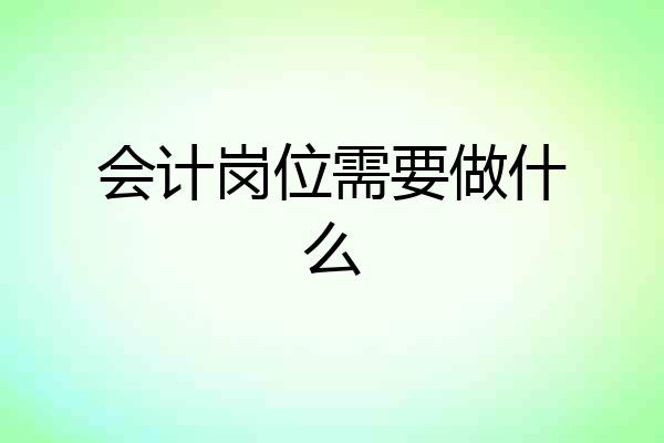 会计岗位需要做什么