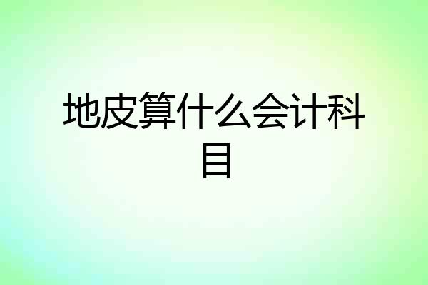 地皮算什么会计科目