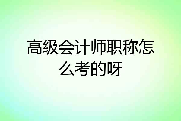 高级会计师职称怎么考的呀