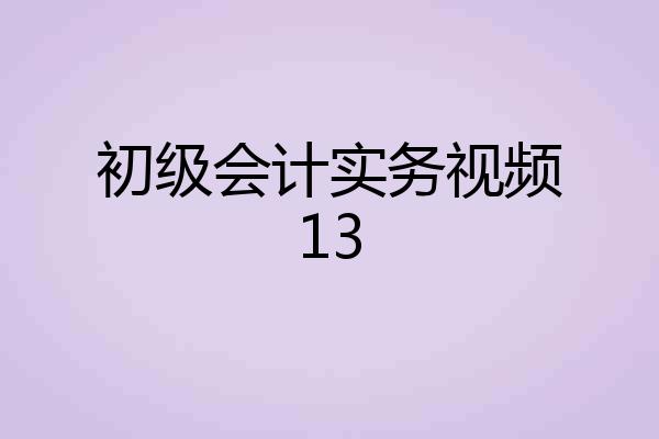 初级会计实务视频13