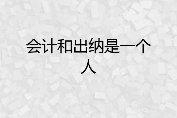 会计和出纳是一个人