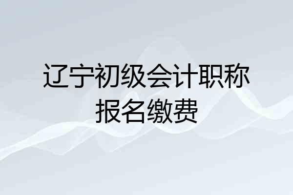 辽宁初级会计职称报名缴费