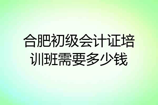 合肥初级会计证培训班需要多少钱