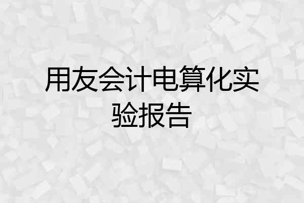 用友会计电算化实验报告