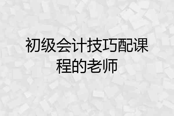 初级会计技巧配课程的老师