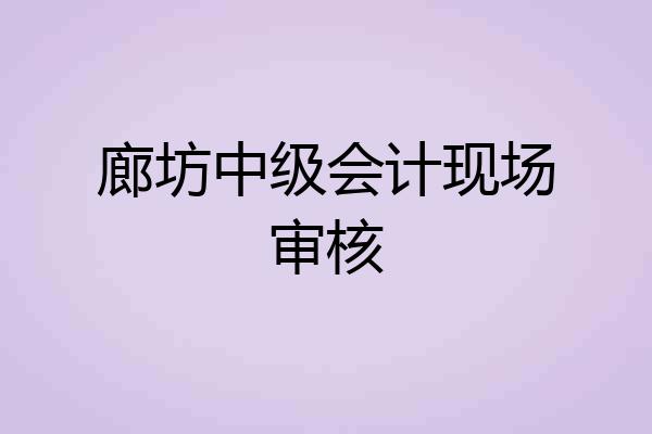 廊坊中级会计现场审核