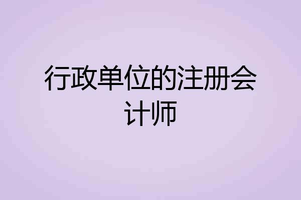 行政单位的注册会计师