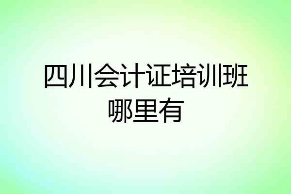 四川会计证培训班哪里有